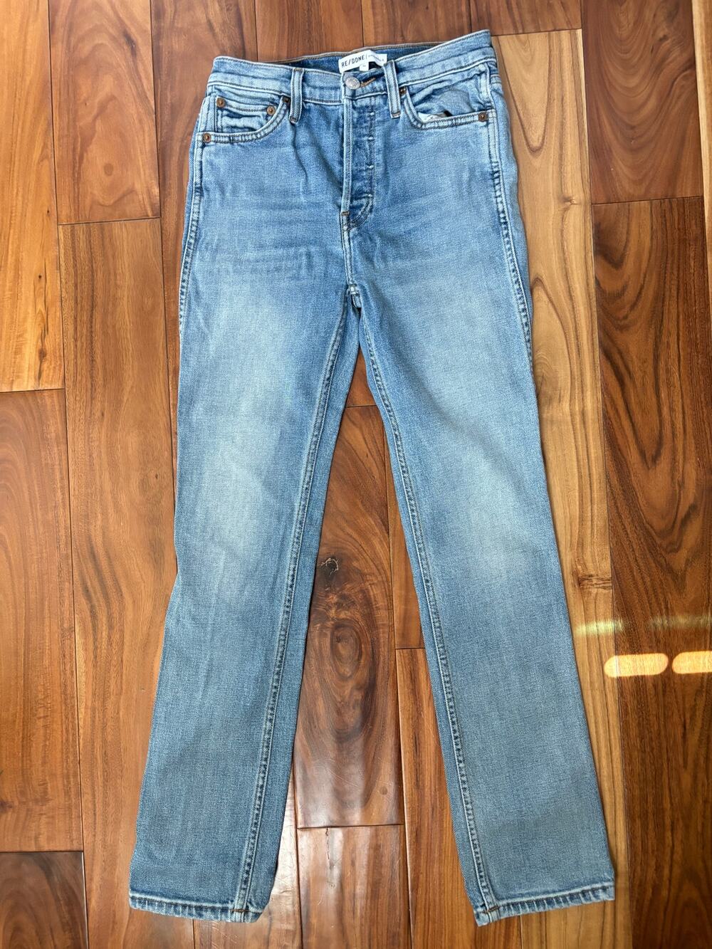 Re/Done Originals Slim Straight Jeans 25 Light Wash High Rise